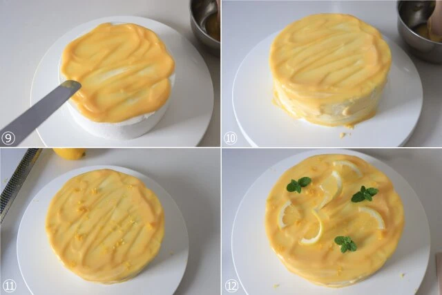 レモンショートケーキ　レシピ　レモンカードを塗る