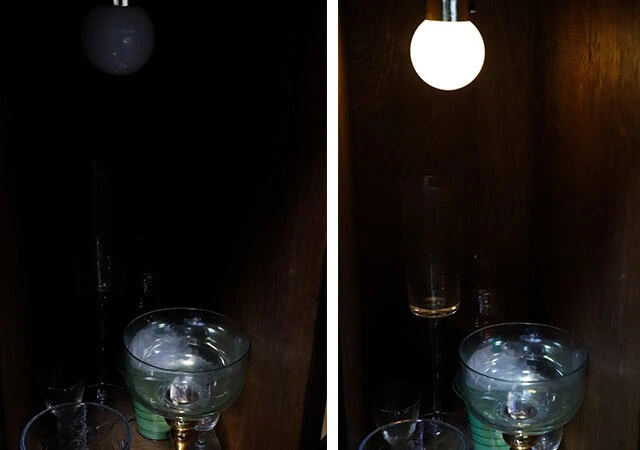 キャンドゥの電球型LEDライト マグネット付の使用例