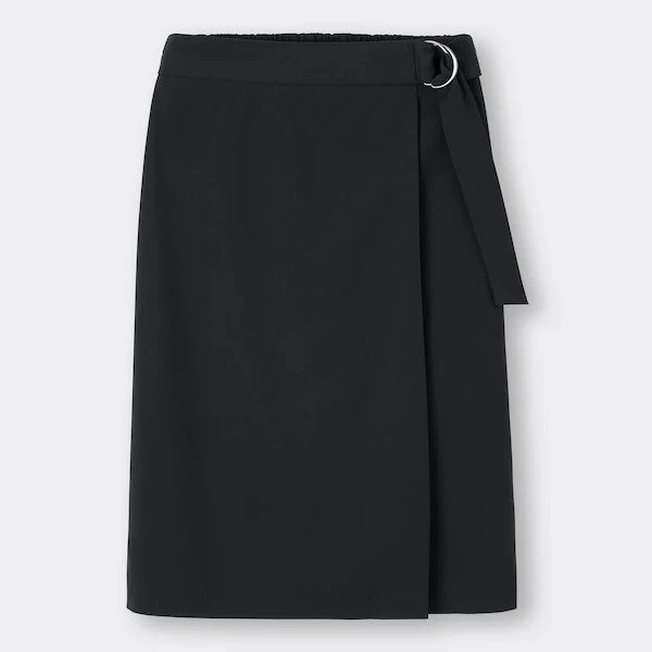 GU 黒スカート 万能 プチプラ ラップナロースカート