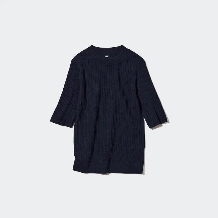 ユニクロ　セーター　5分袖　紺