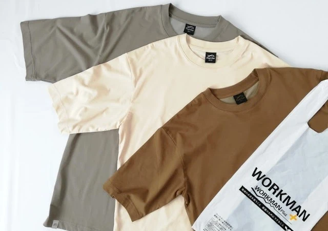 ワークマン　持続冷感コットン オーバーサイズ5分袖Tシャツ　商品現物写真画像　グレー