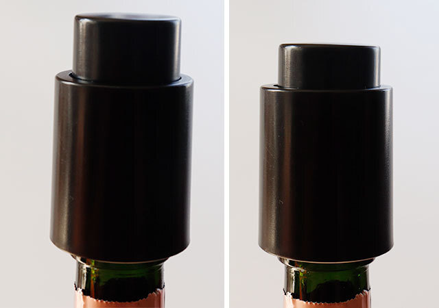 ダイソー　ワインストッパー（ボタン式）　圧縮後　比較
