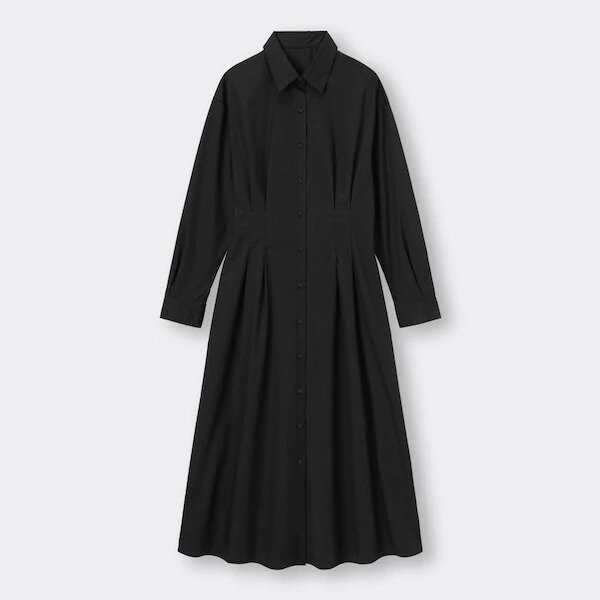 GU黑色襯衫式連身裙