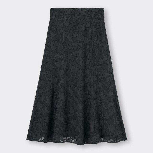 GU　黒　スカート　ジャガード