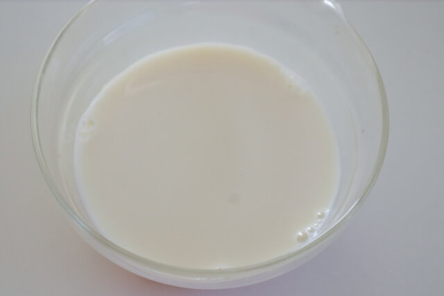 豆腐プリン　作り方　豆乳を温める