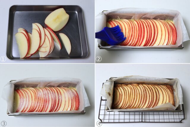 りんごのケーキタルト　レシピ　りんごをのせて焼く