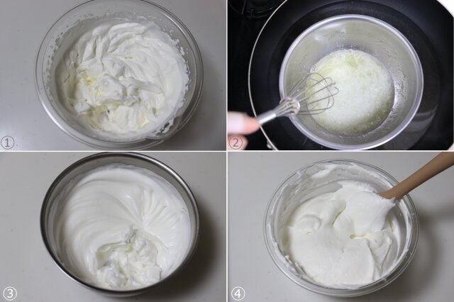 マスカルポーネのムースケーキ　レシピ　生クリームを泡立てる