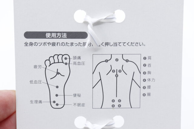 ツボの説明が書いてあるパッケージ