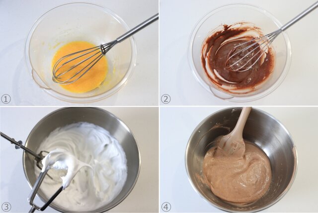 チョコクリームオムレット　レシピ　生地を作る