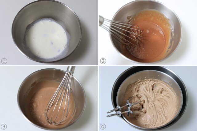チョコクリームオムレット　レシピ　チョコレートクリームを作る