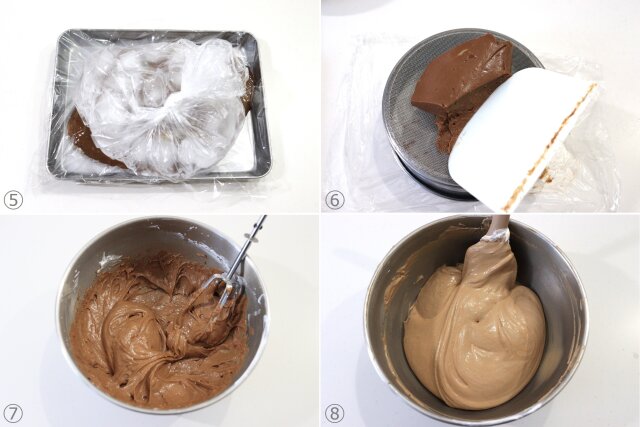 チョコクッキーシュー　レシピ　チョコカスタードクリームを作る