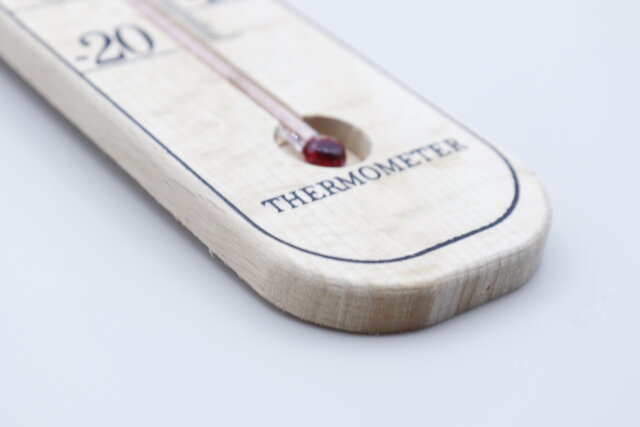 ダイソーのブナの木温度計（フック付き、壁掛けタイプ）のデザイン