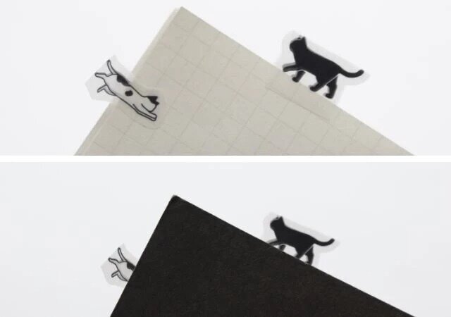 ダイソーのインデックスシール（猫の日文具、ビンテージ）でデコレーション