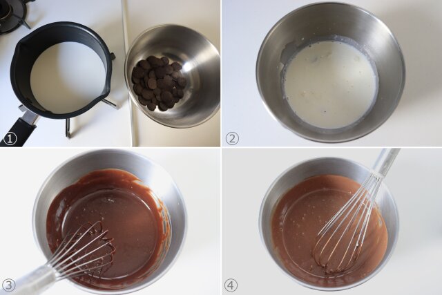チョコとマシュマロのセミフレッドのレシピ工程1