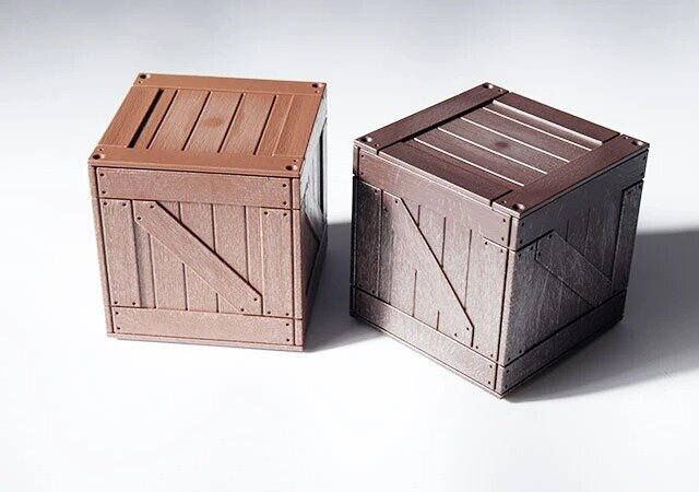 ダイソーのミニチュア木箱のデザイン