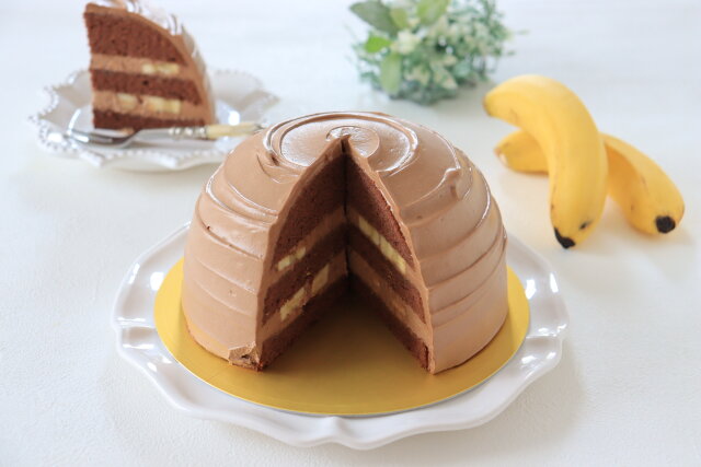 チョコバナナドームケーキの完成