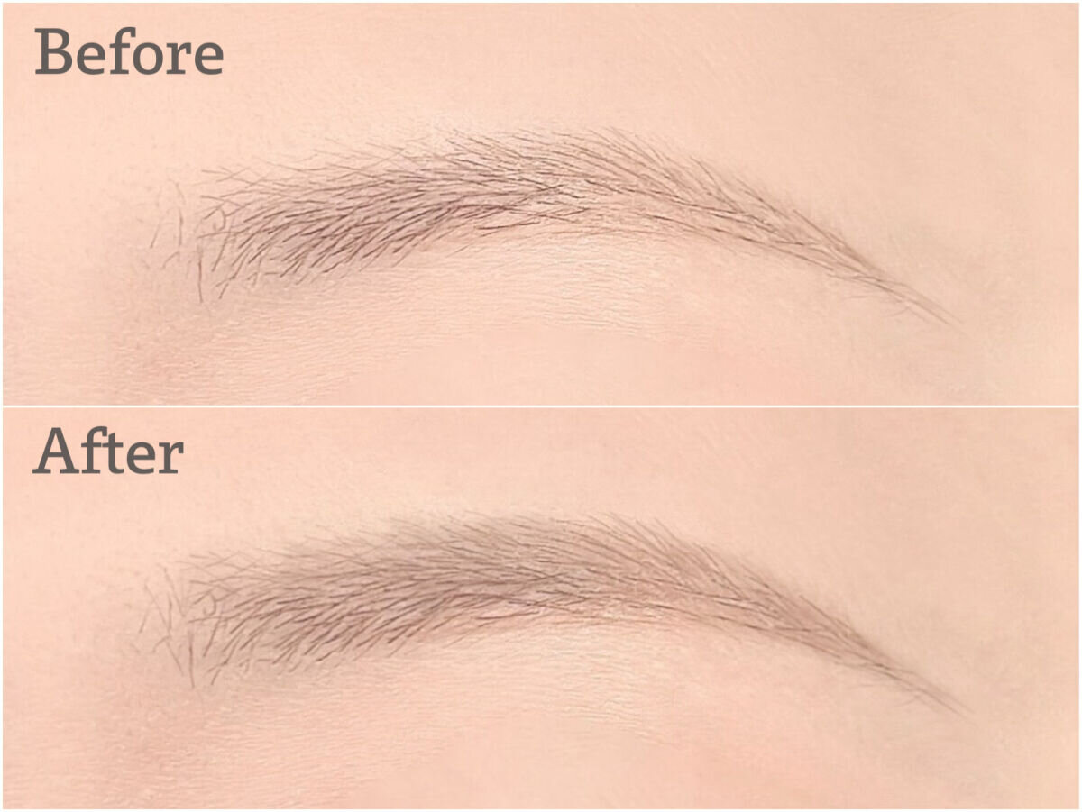 眉の左右差が解消され、きれいに整えられた眉のBeforeとAfter