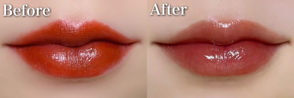 リップメイクのBeforeとAfterを比較した女性の唇 リップメイクのBeforeとAfterを比較した女性の唇