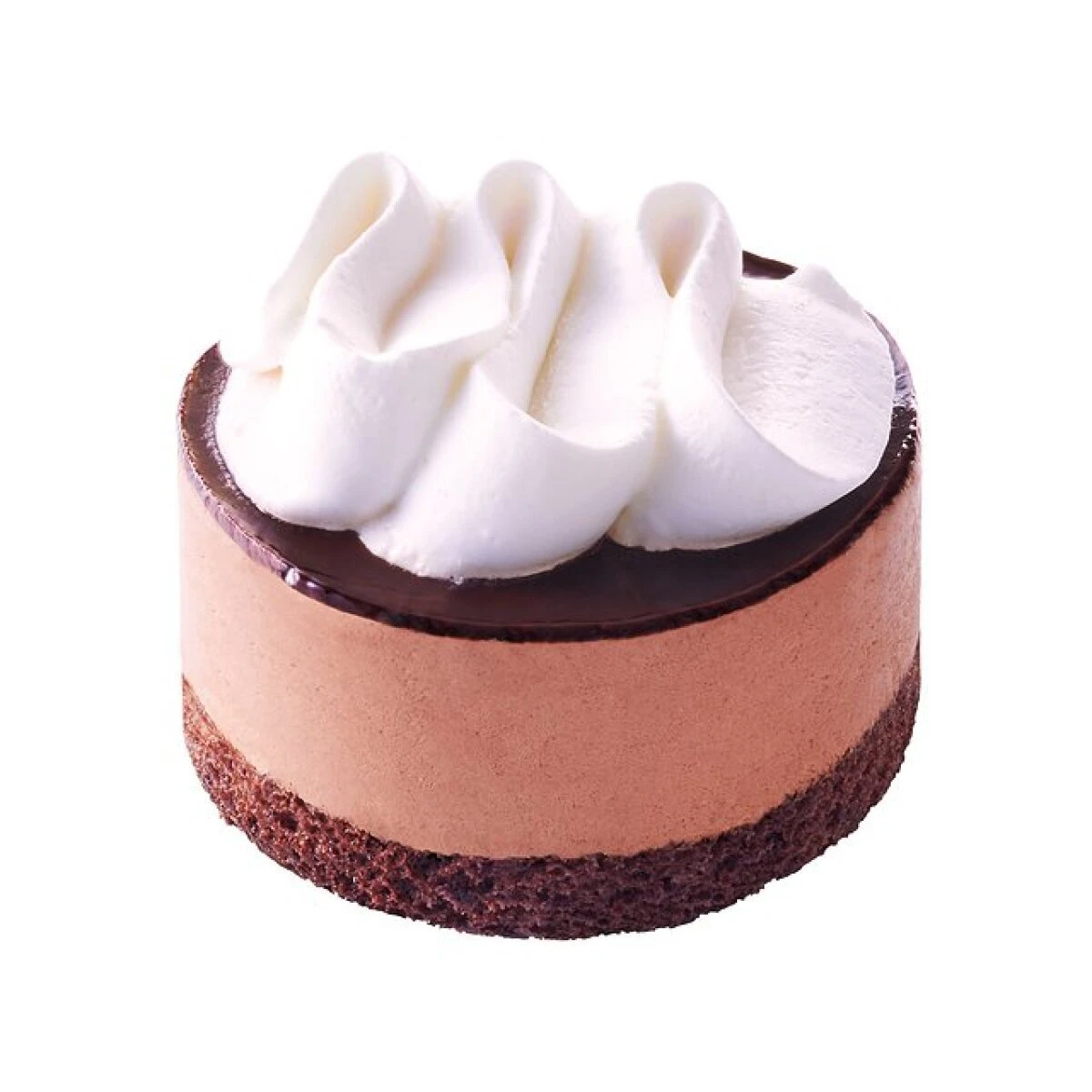 なめらかなチョコムースに白いホイップクリームが乗ったケーキ なめらかなチョコムースに白いホイップクリームが乗ったケーキ