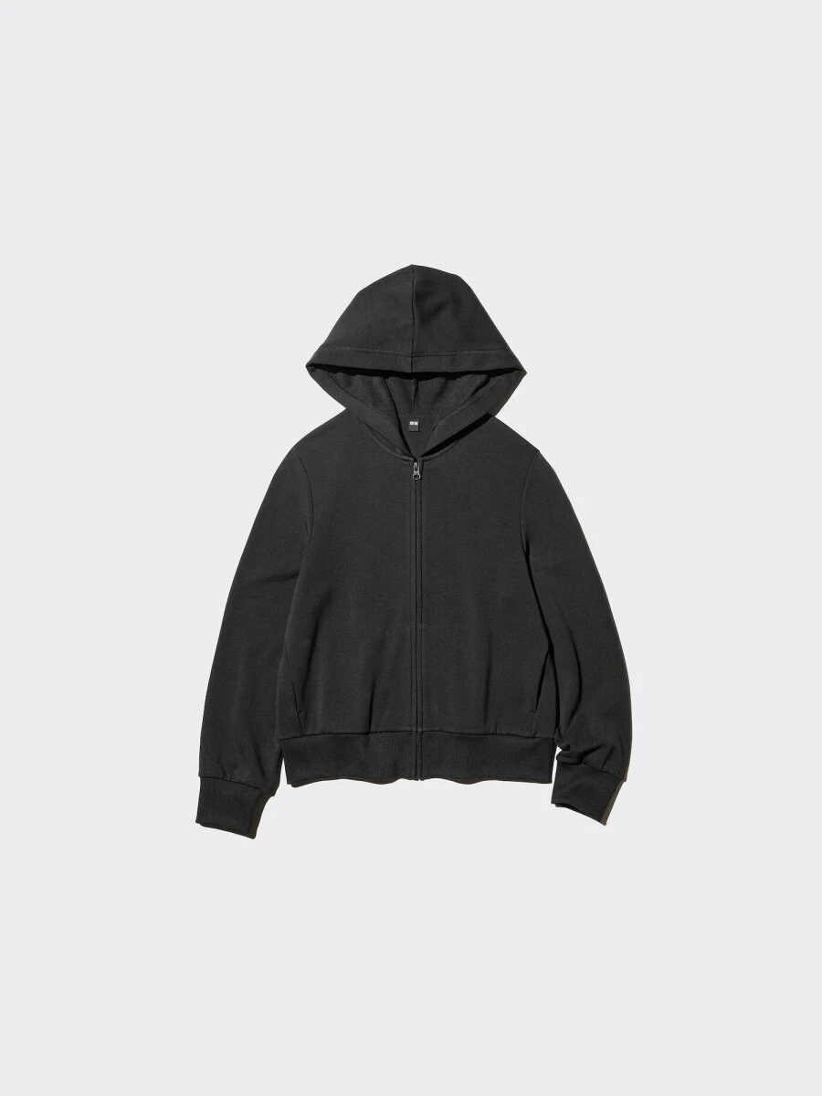 黒のウォームフリースフルジップパーカの置き画