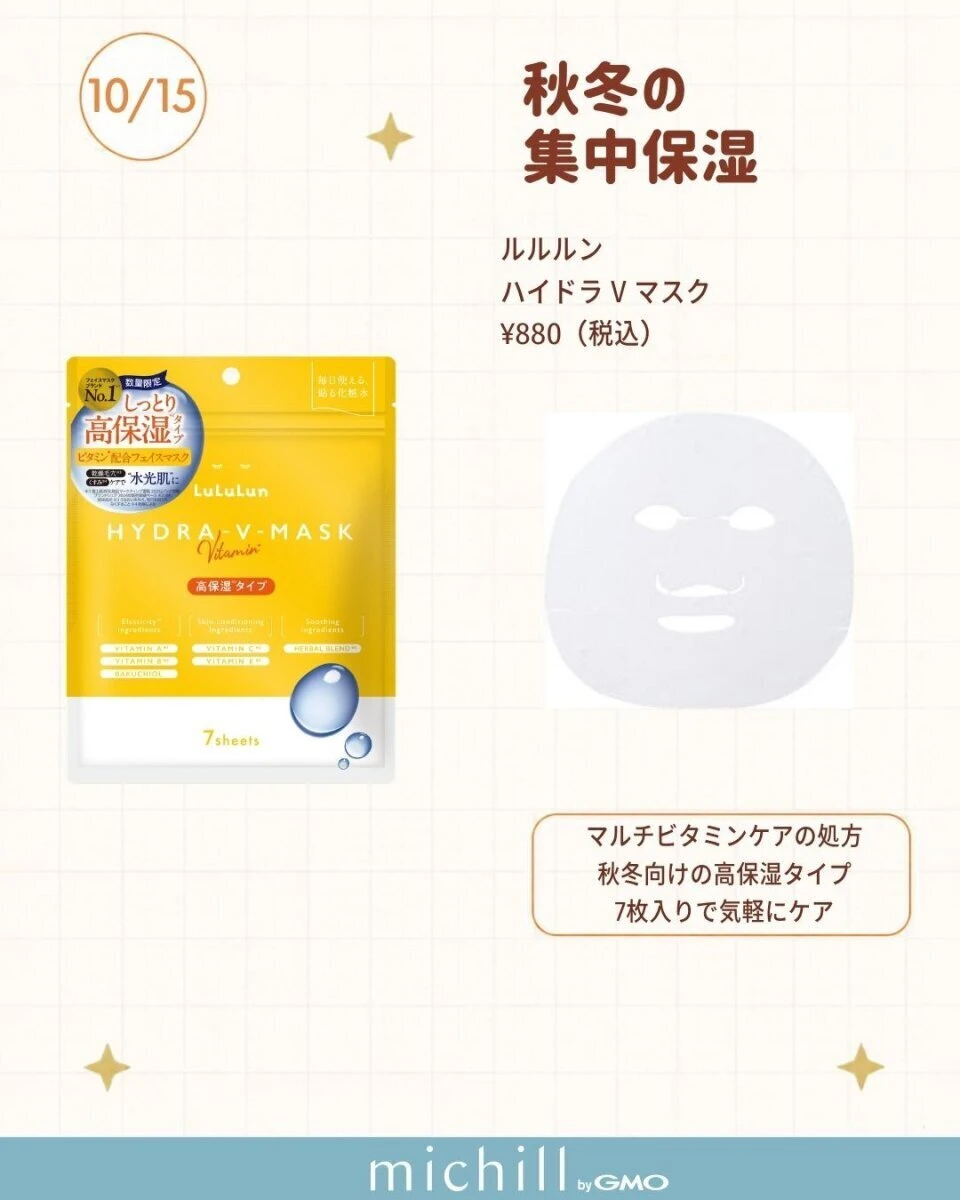 ルルルンハイドラVマスクの黄色いパッケージと白いマスクシート ルルルンハイドラVマスクの黄色いパッケージと白いマスクシート